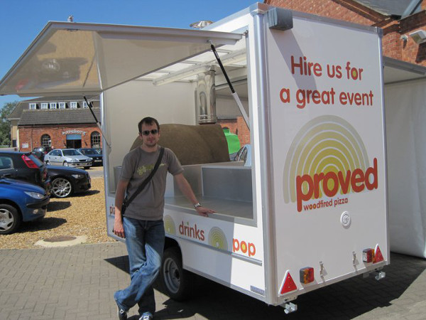 Ian with his wood-fired pizza van