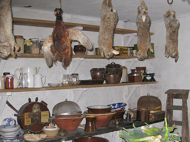 A 1940s style larder at Home Farm, Beamish Museum