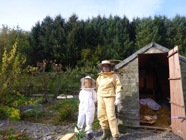 Hive robbery about to begin? Beekeepers gear up ready to harvest honey.