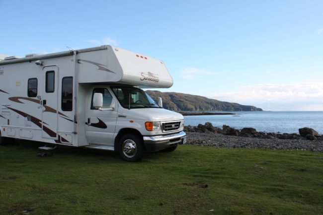 Emma and Shawn's motorhome in sunny Scotland