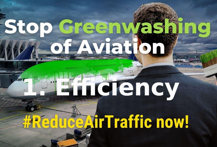 Stop greenwashing of aviation: 1. efficiency